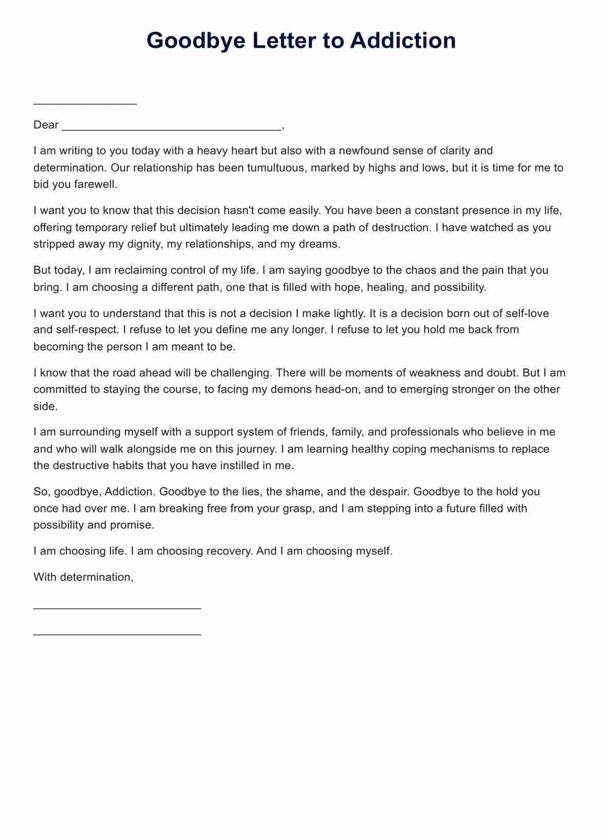Goodbye Letter To Addiction