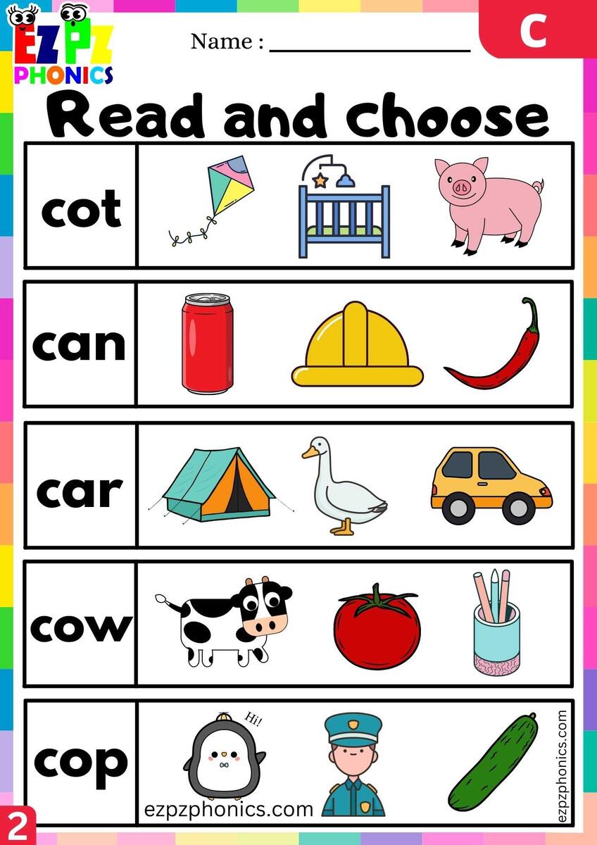 Group2 Letter C Read And Choose Beginning Sounds Worksheet Ezpzphonics Group2 Letter C Read And Choose Beginning Sounds Worksheet Ezpzphonics