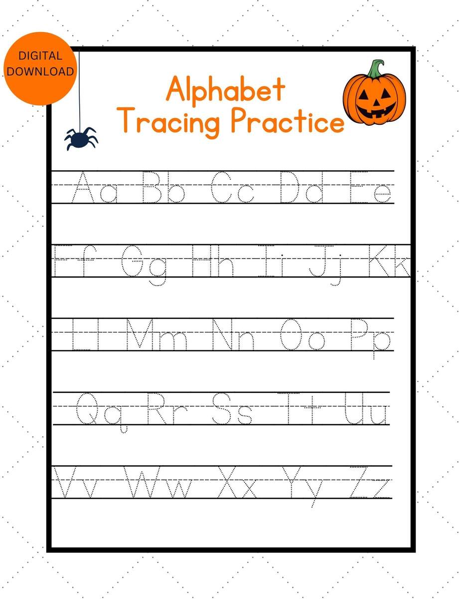 Halloween Alphabet Tracing Worksheets A Z ABC Tracing Worksheet Handwriting ABC Tracing Printable Abc Worksheet Etsy Denmark Halloween Trace And Color With Alphabet Tracing A Z Halloween Activity Made By Teachers