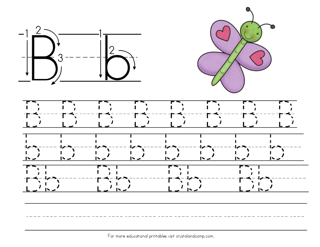Handwriting Practice For Kids B Is For Butterfly CrystalandComp Lowercase Letter B Butterfly Craft
