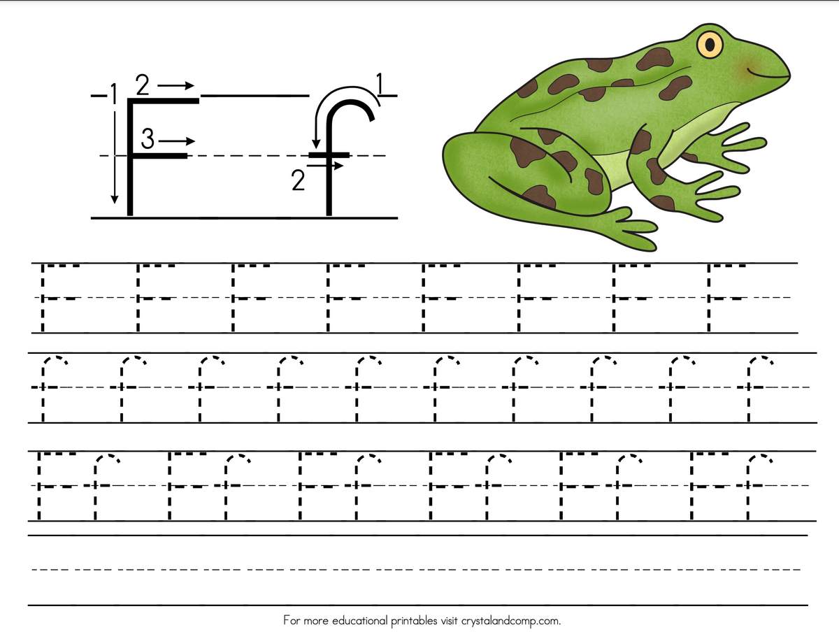 Handwriting Practice For Kids F Is For Frog CrystalandComp