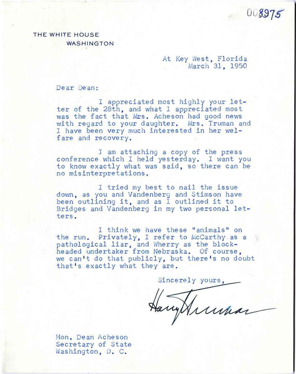 Harry S Truman Responds To McCarthy 1950 Gilder Lehrman Institute Of American History