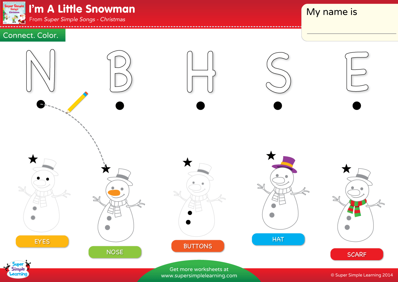 I M A Little Snowman Worksheet Uppercase Letter Matching Super Simple