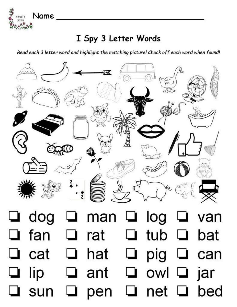 I Spy 3 Letter Words Printable Worksheet Match Words To Pictures Preschool 1st Grade Etsy I Spy 3 Letter Words Printable Worksheet Match Words To Pictures Preschool 1st Grade Etsy