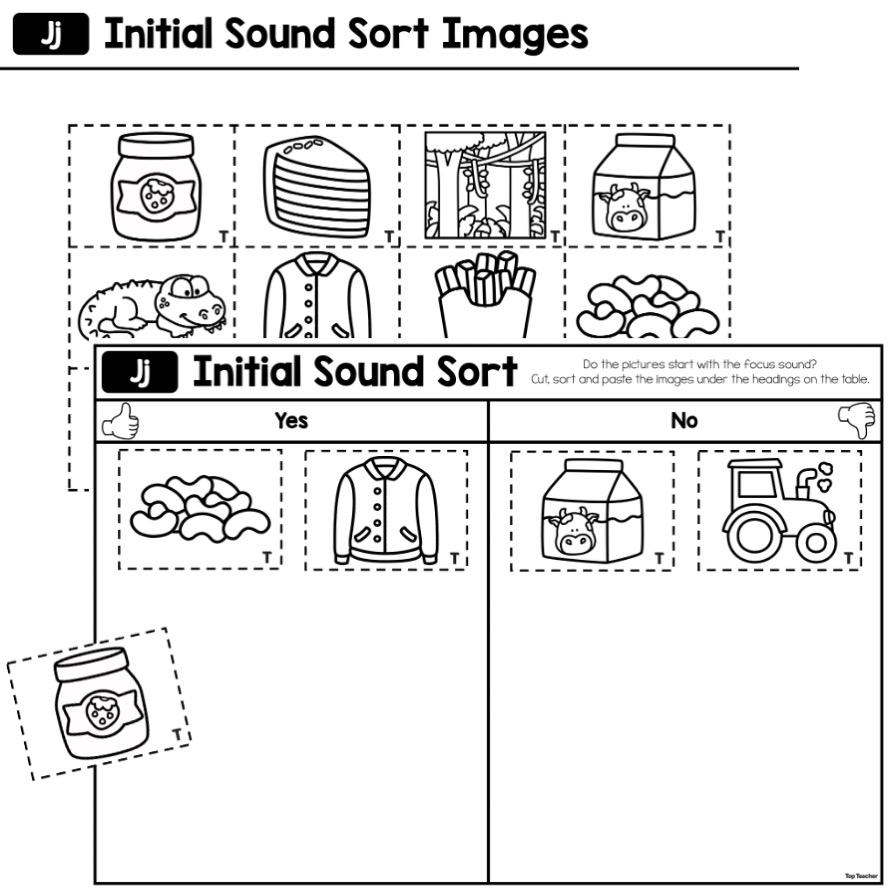 Initial Sound Sort Activity Letter J Top Teacher Preschool Letter J In My World