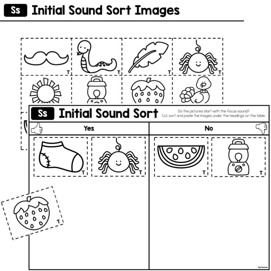 Initial Sound Sort Activity Letter S Top Teacher