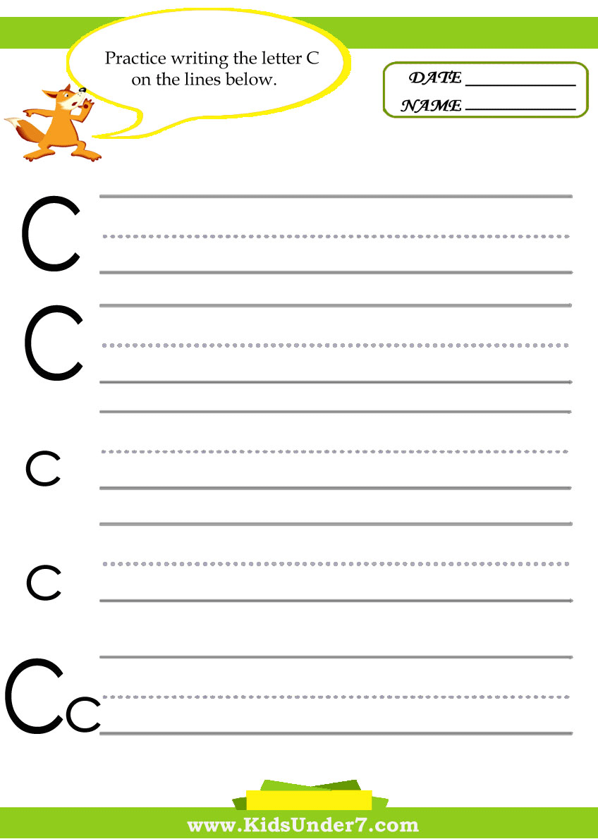 Kids Under 7 Letter C Practice Writing Worksheet Kids Under 7 Letter C Practice Writing Worksheet