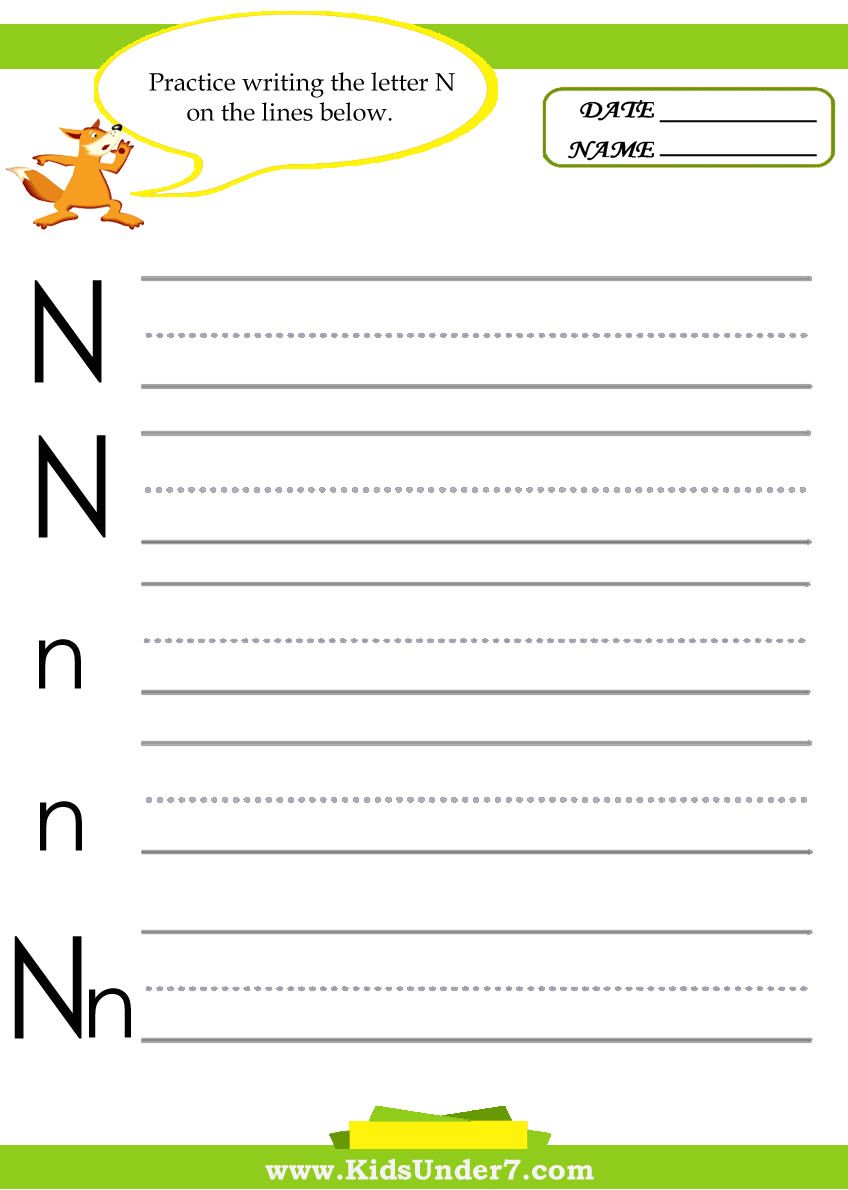 Kids Under 7 Letter N Practice Writing Worksheet Writing Practice Letter N Printable Worksheet Stock Vector Royalty Free 232965148 Shutterstock
