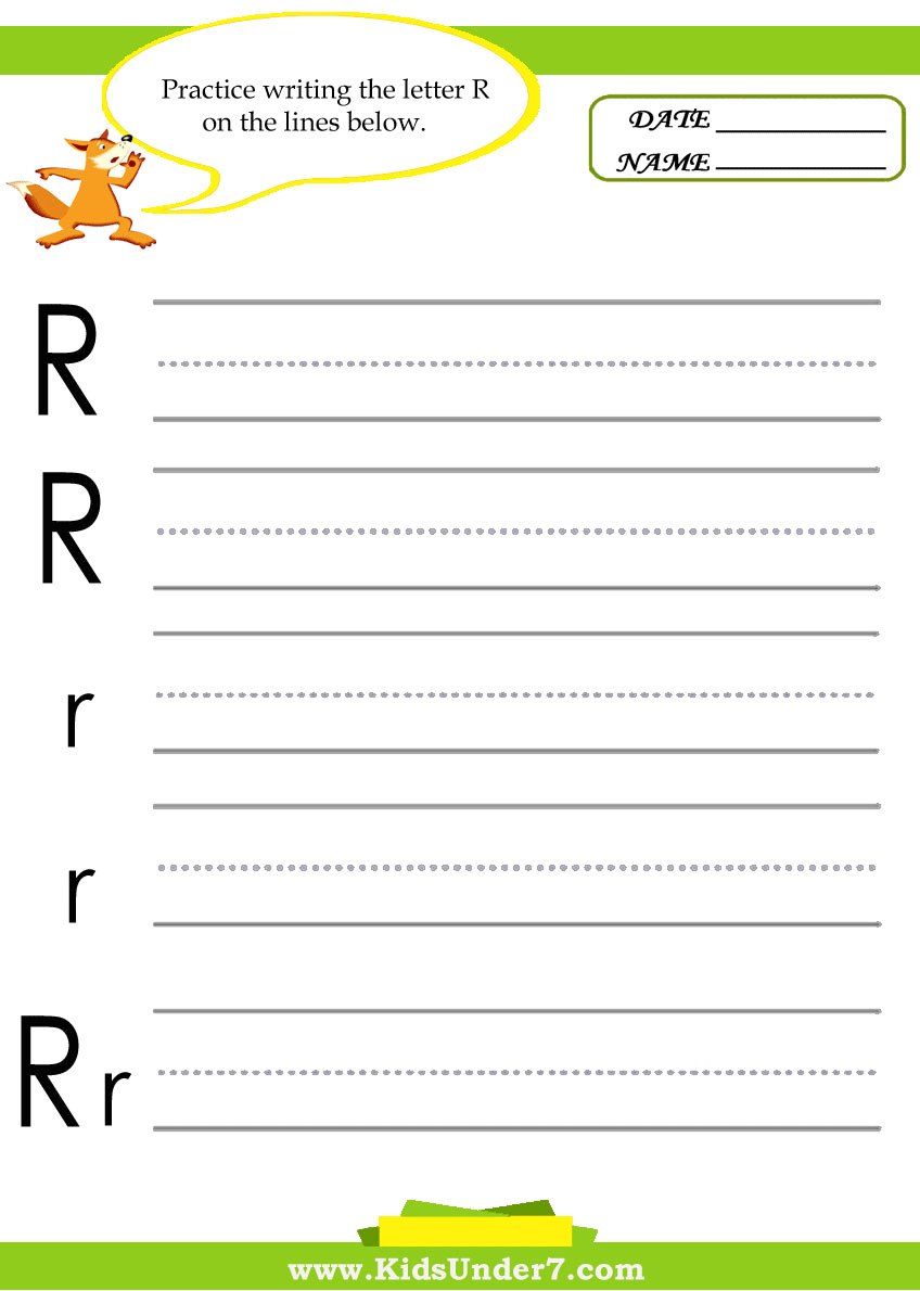 Kids Under 7 Letter R Practice Writing Worksheet Kids Under 7 Letter R Practice Writing Worksheet