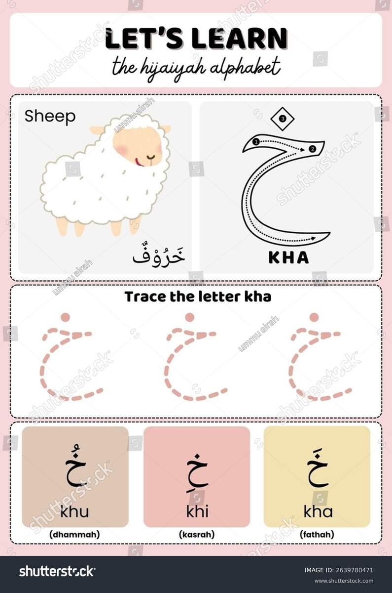 Kids Worksheet Learning Hijaiyah Letter Kha Stock Illustration 2639780471 Shutterstock