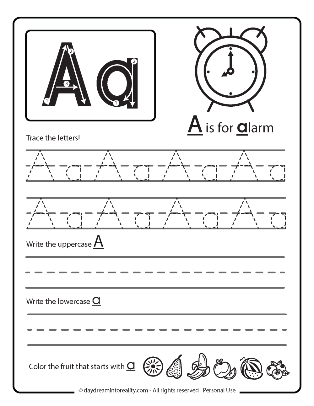 Letter A Worksheets 50 Free PDF Printables Daydream Into Reality Letter A Tracing Worksheets For Preschool