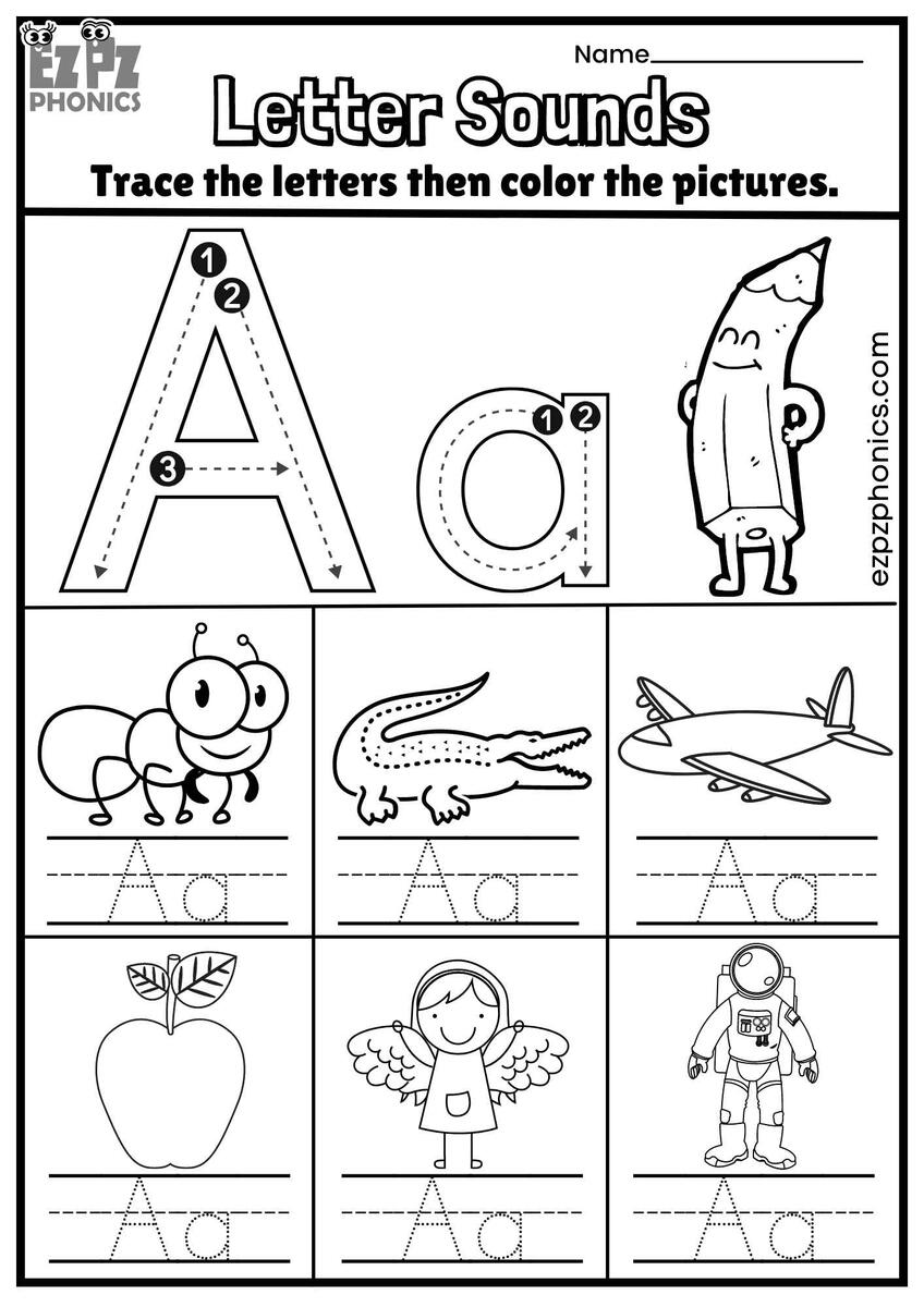 Letter Aa Trace And Color The Pictures Free PDF Download Ezpzphonics Letter Aa Trace And Color The Pictures Free PDF Download Ezpzphonics
