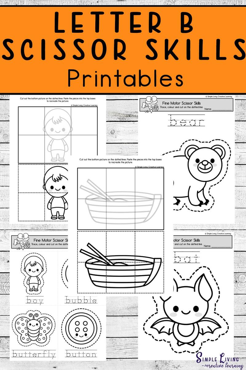 Letter B Fine Motor Scissor Skills Printables Simple Living Creative Learning