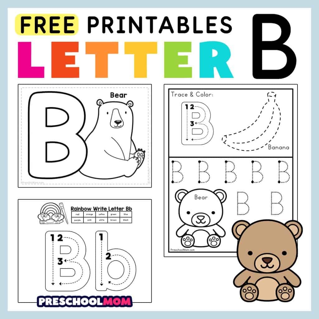 Letter B Coloring Worksheet Free Printable Digital PDF