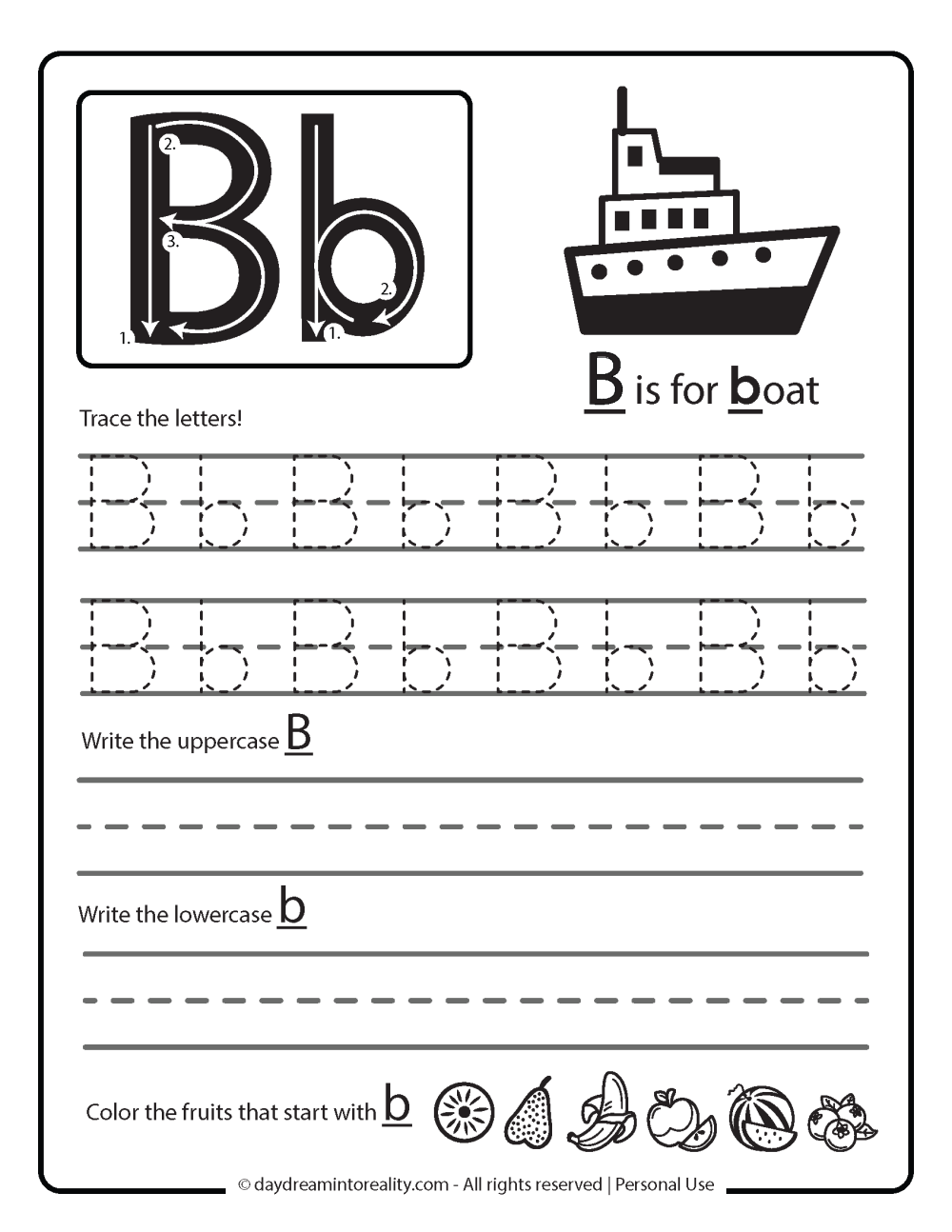 Letter B Worksheets 55 Free PDF Printables Daydream Into Reality Letter B Coloring Worksheet Free Printable Digital PDF