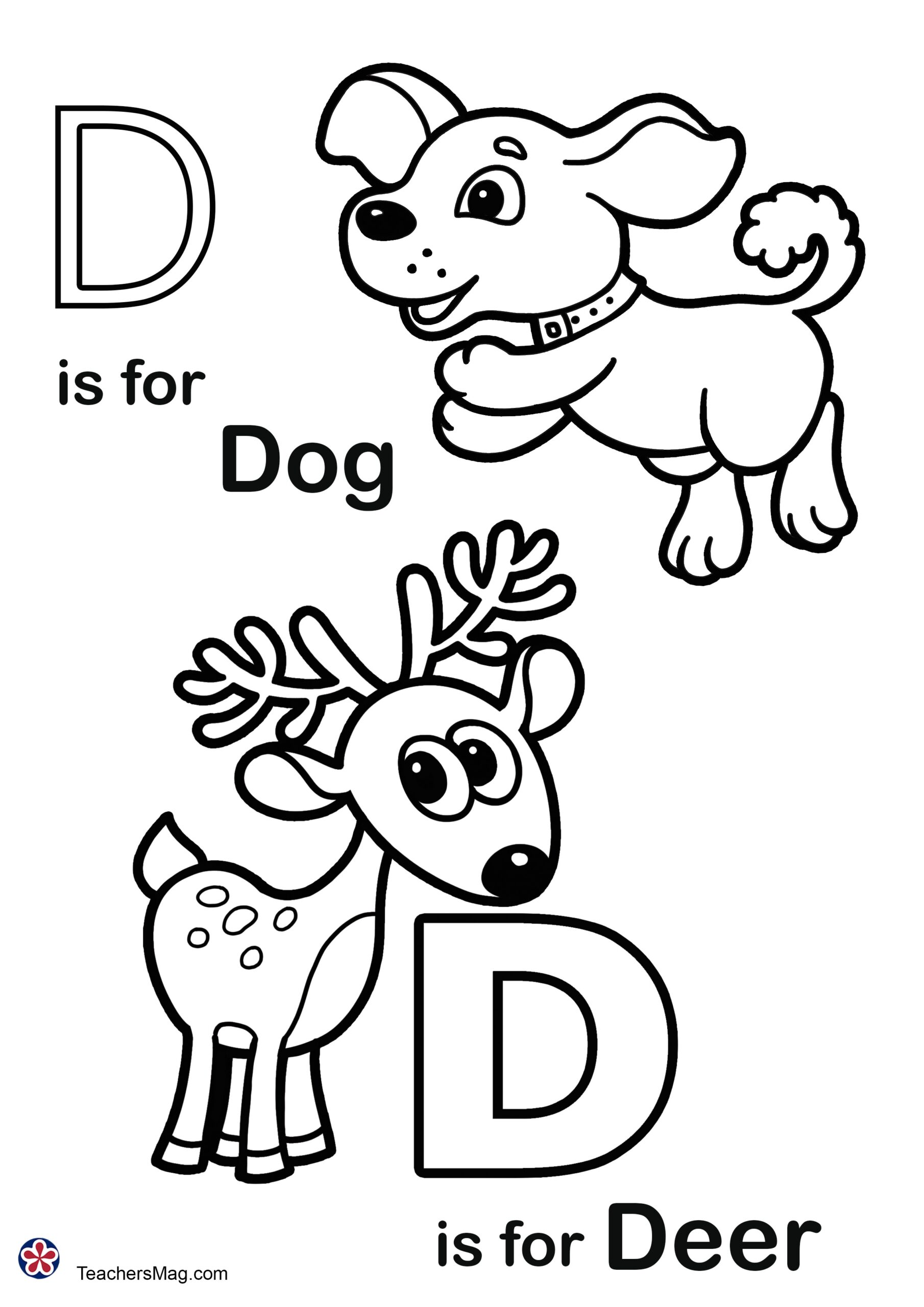 Letter D Free Worksheets TeachersMag Letter D Coloring Worksheet Free Printable Digital PDF
