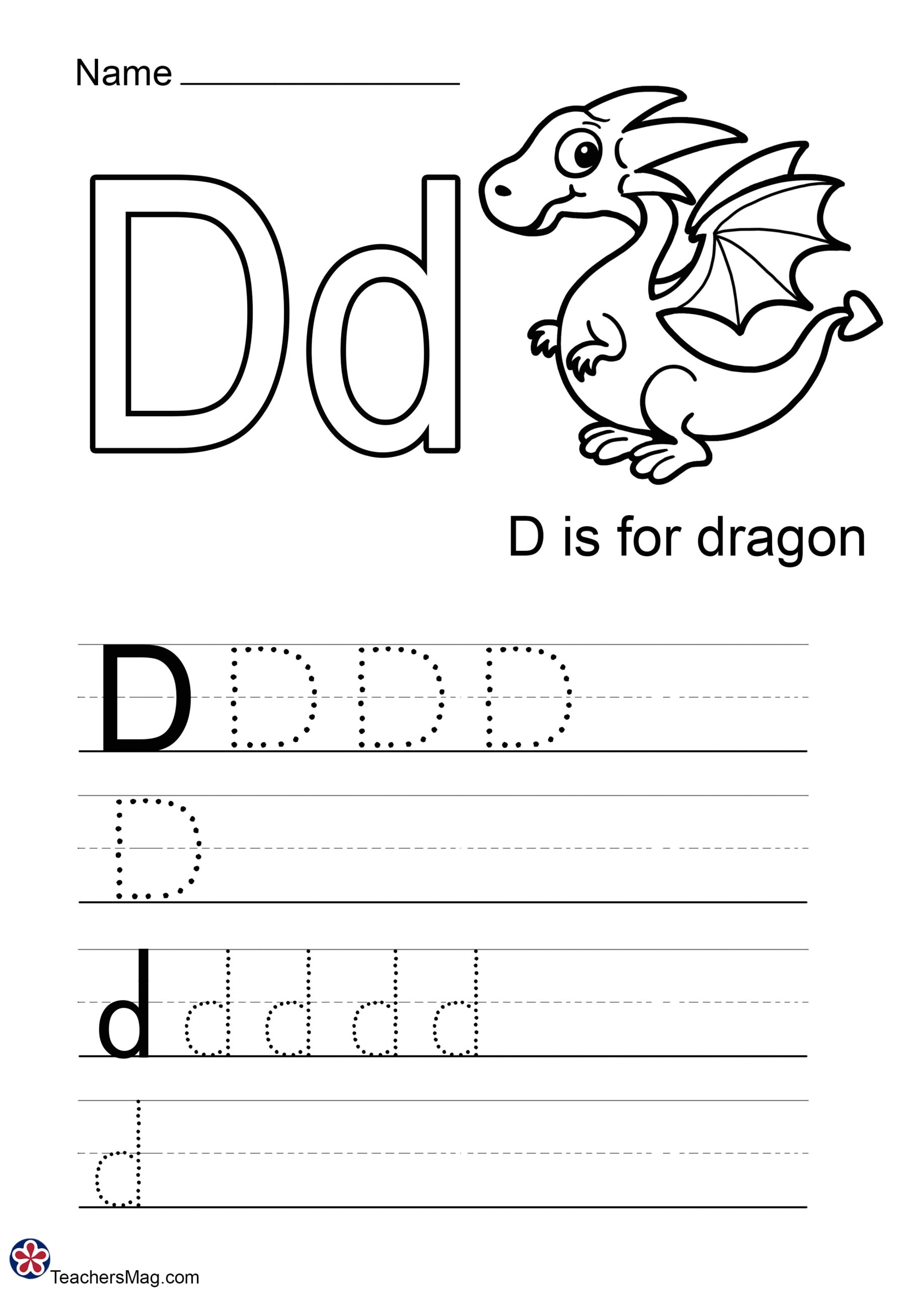 Lowercase Letter D Tracing Worksheet Doozy Moo