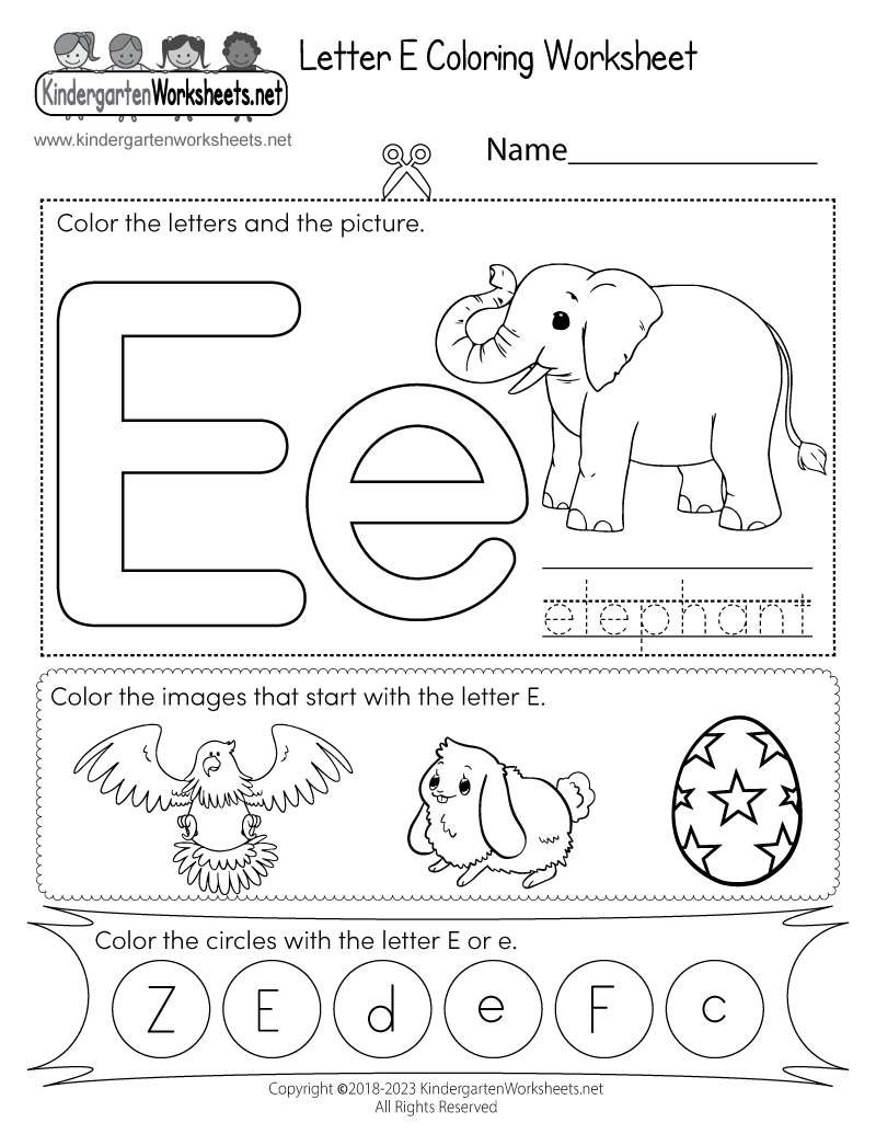 Letter E Coloring Worksheet Free Printable Digital PDF Letter E Worksheets For Kindergarten And Preschool TeachersMag