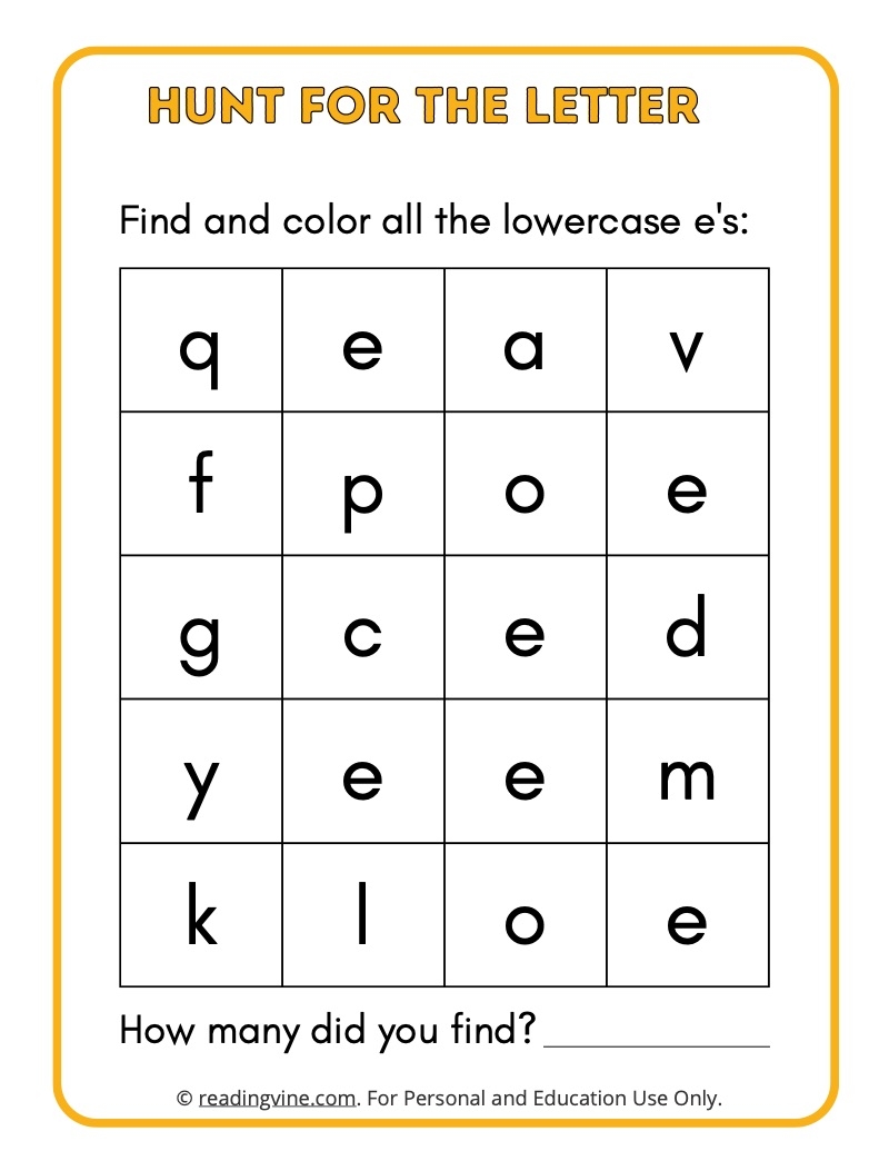 Letter E Worksheets For Preschool Free Printable