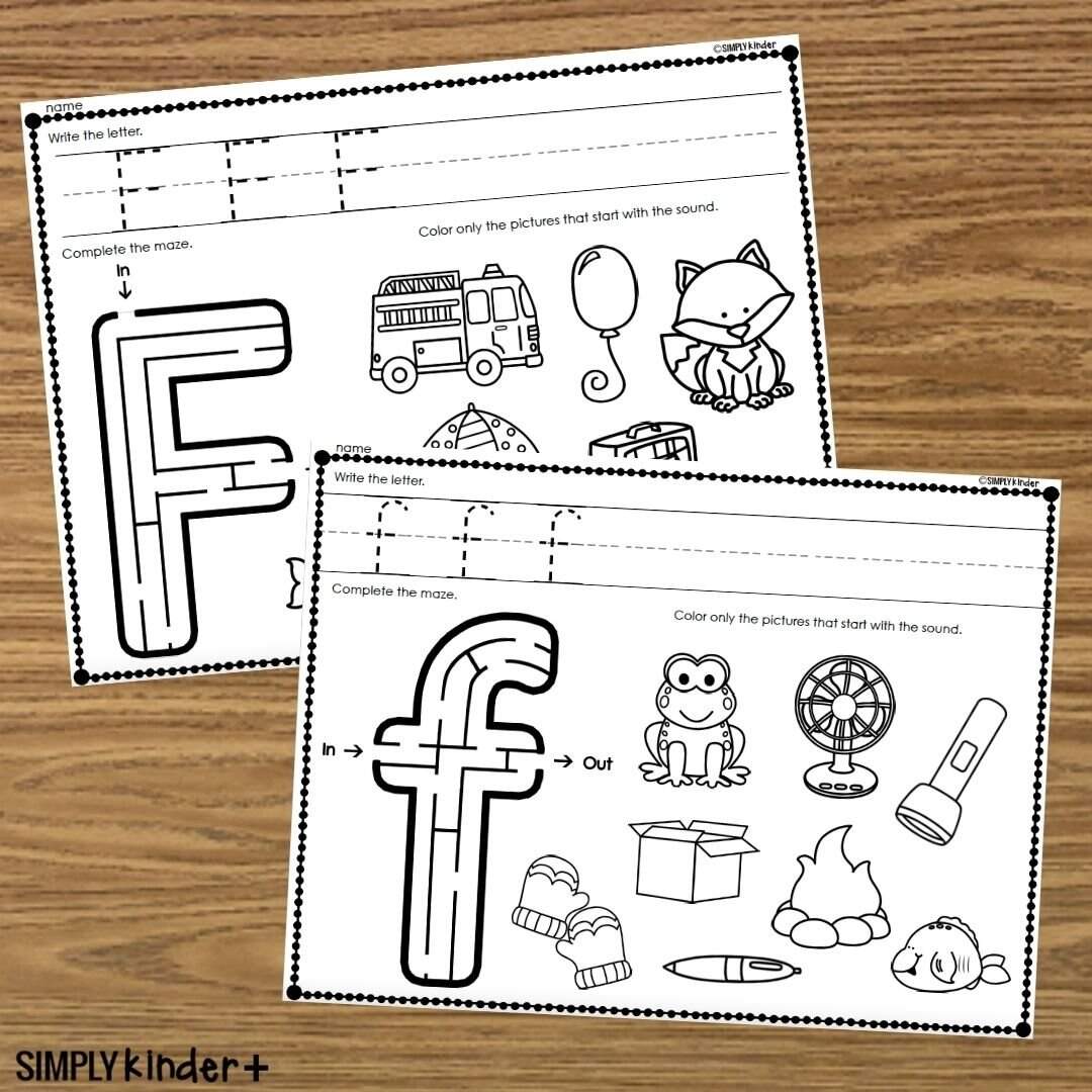 Letter F Alphabet Mazes Simply Kinder Printable Membership Free Letter F Maze Worksheet About Preschool