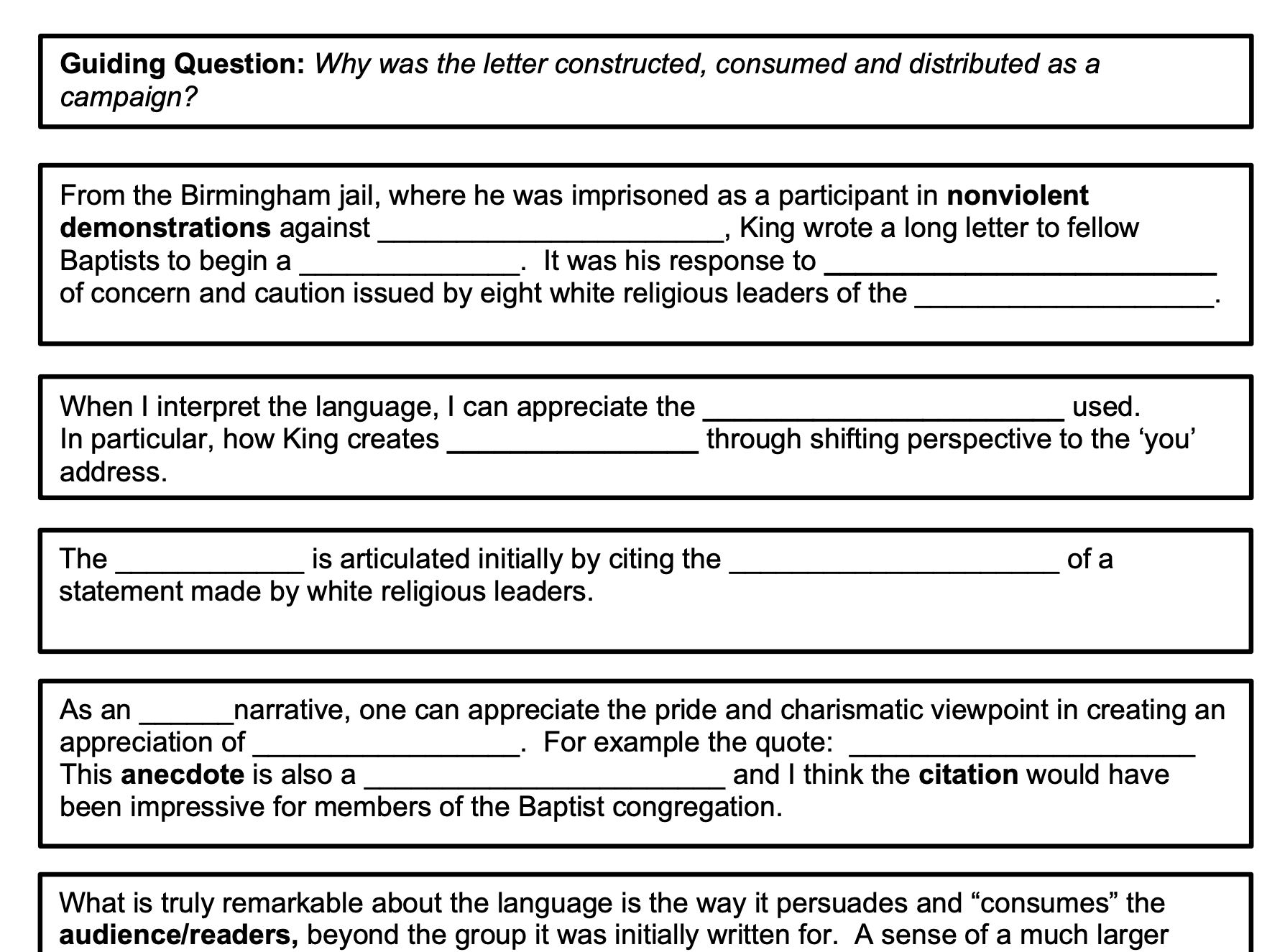 Letter From Birmingham Jail Teaching Resources Letter From Birmingham Jail Teaching Resources
