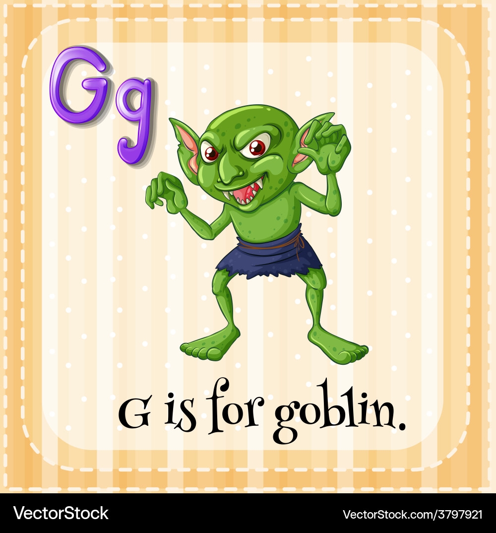Letter G Goblin Card Royalty Free Vector Image Letter G Goblin Card Royalty Free Vector Image