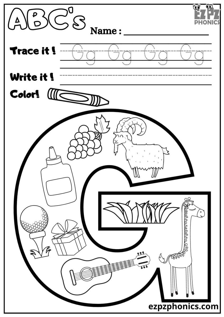 Letter G Alphabet Coloring Page Sheer By Knox Worksheets TPT