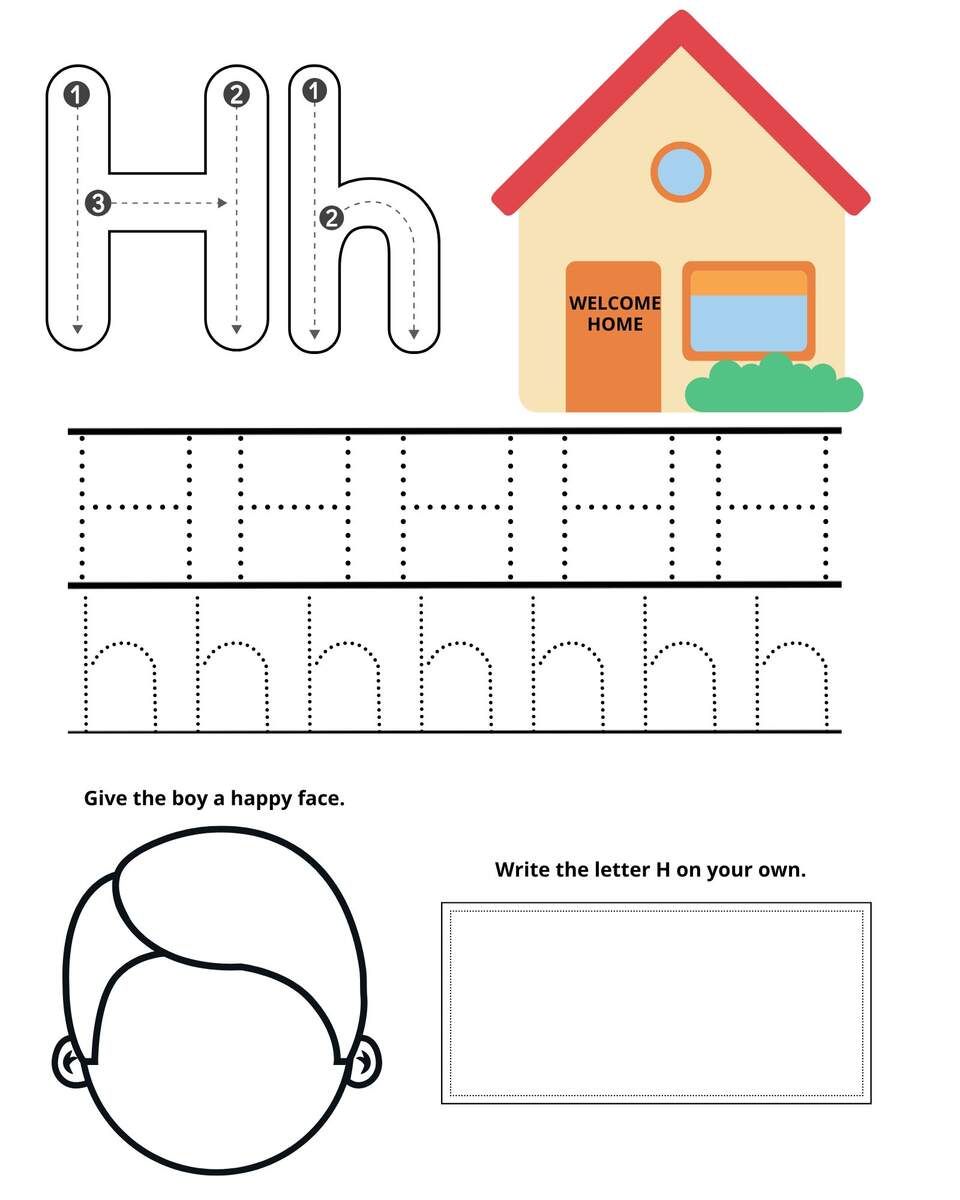 Letter H Worksheet Etsy Letter H Worksheet Etsy