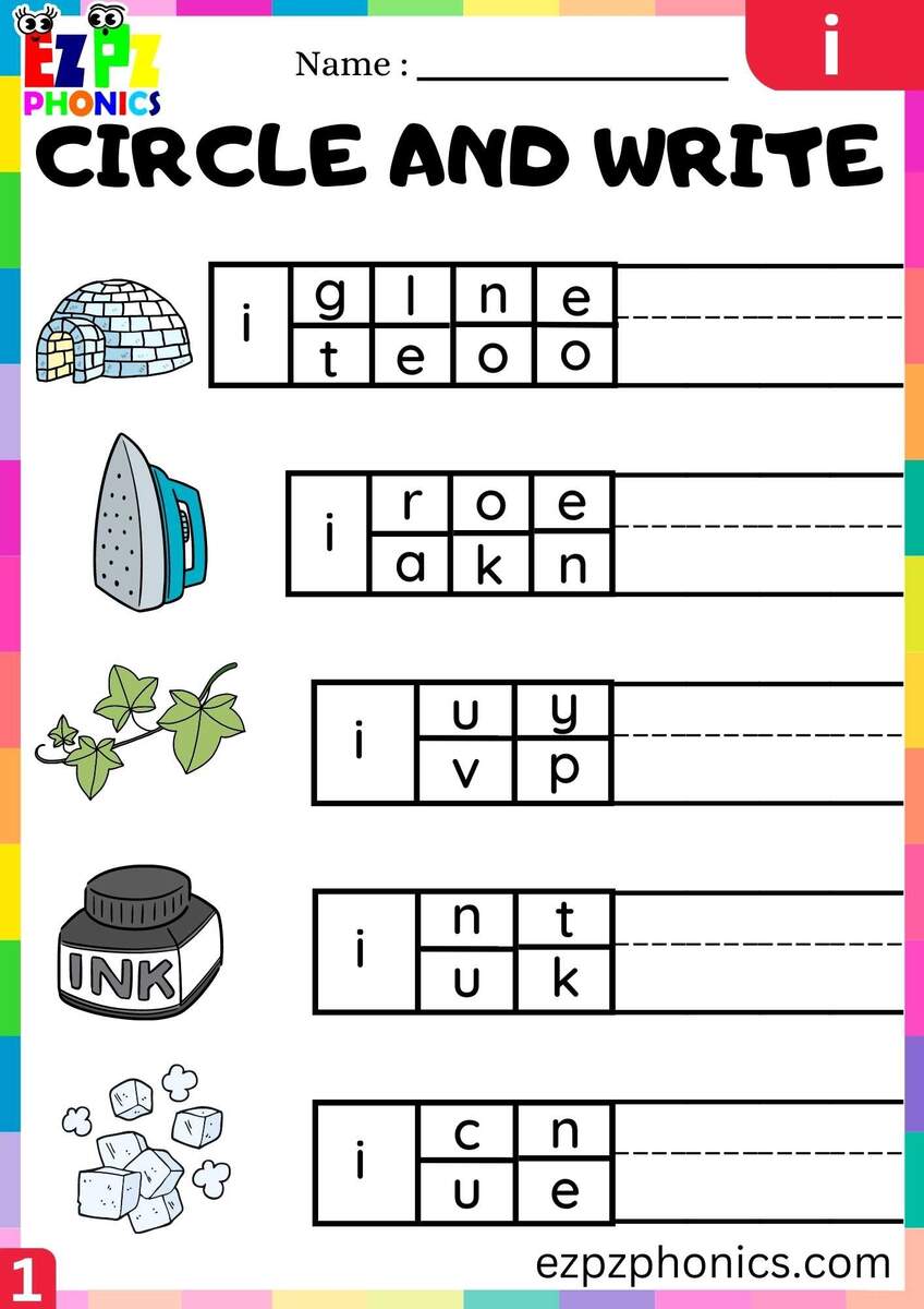Letter I Circle And Write Beginning Sounds Worksheet Ezpzphonics Letter I Circle And Write Beginning Sounds Worksheet Ezpzphonics