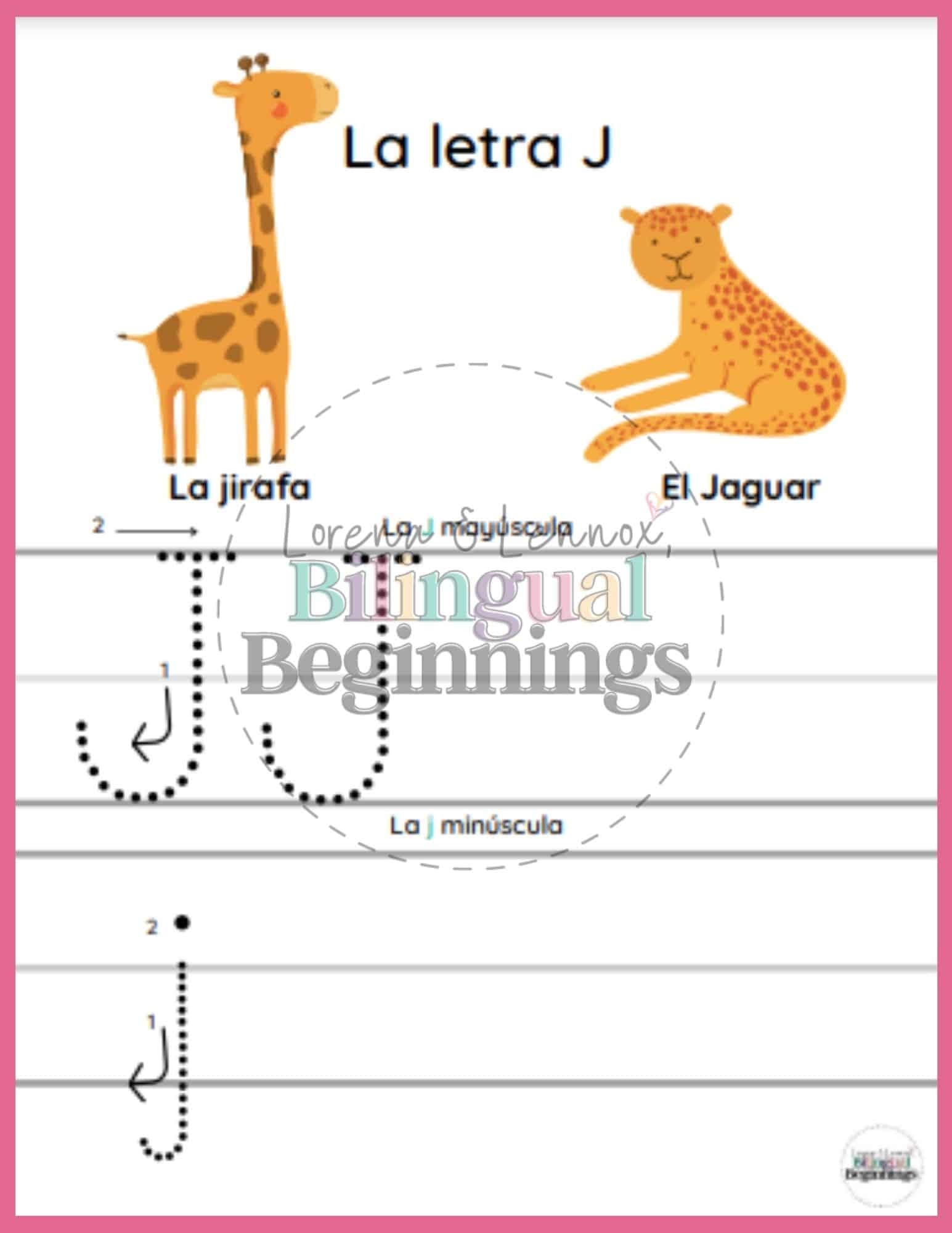 Letter J Alphabet Printables In Spanish Bilingual Beginnings