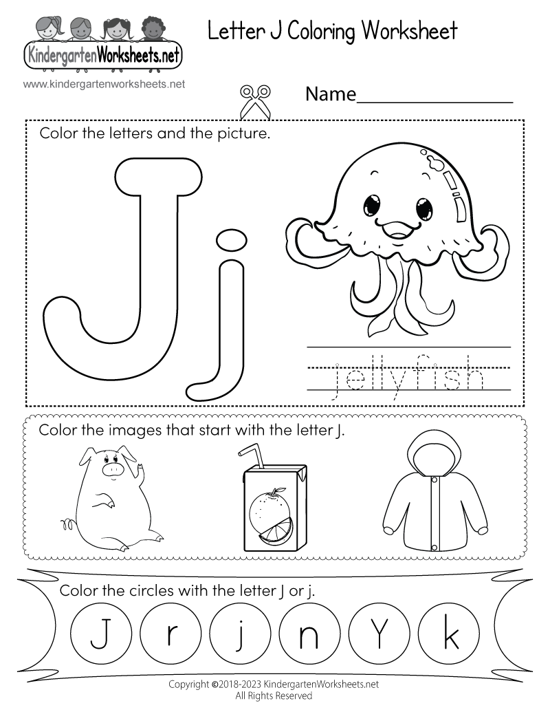 Free Letter J Alphabet Learning Worksheet For Preschool