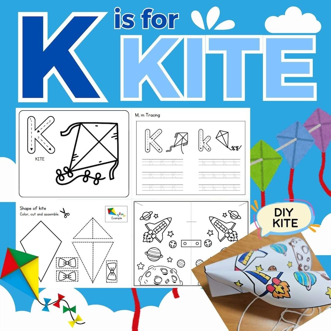 Letter K Kite Activity Tracing Worksheet Digital Download Etsy Letter K Kite Activity Tracing Worksheet Digital Download Etsy