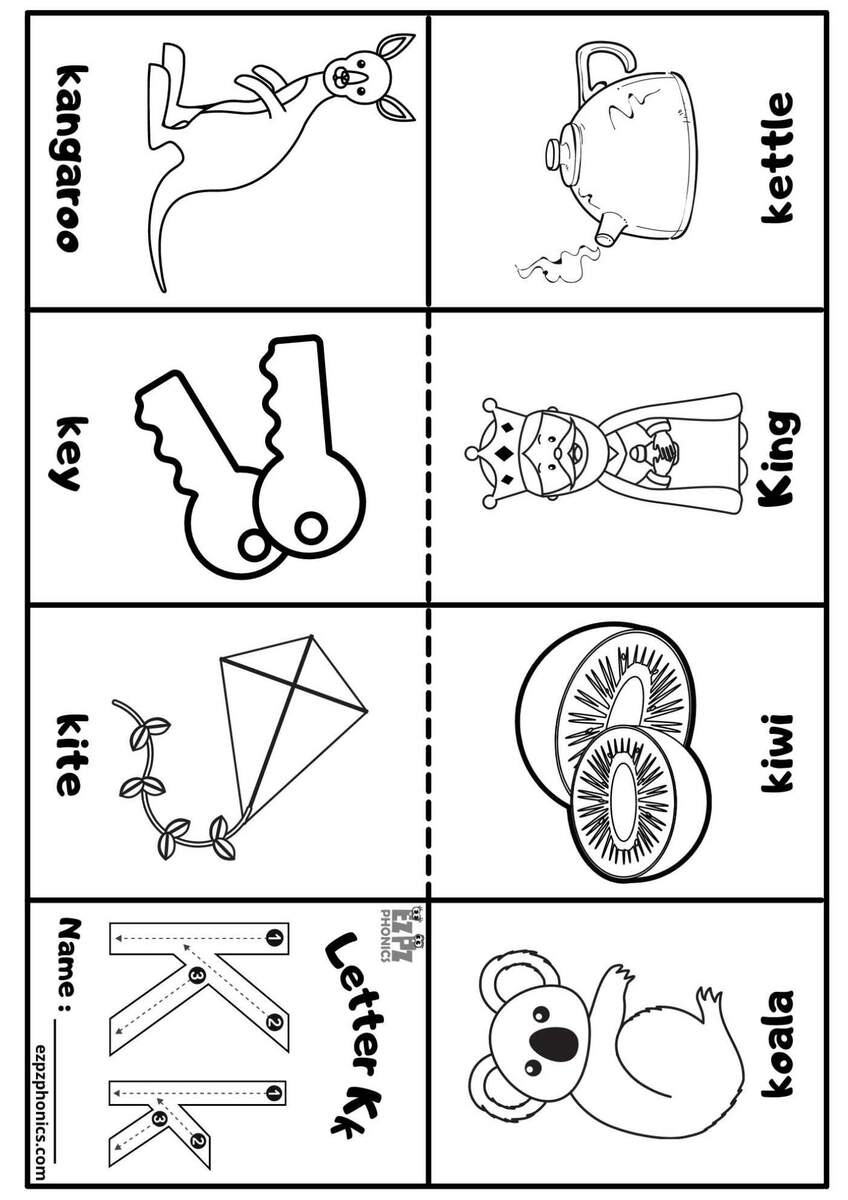 Letter K Coloring Worksheet Free Printable Digital PDF