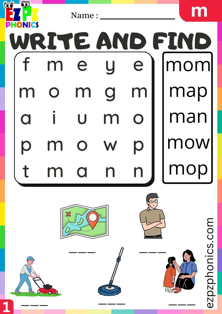 Letter M Write And Find Beginning Sounds Worksheet Ezpzphonics Letter M Write And Find Beginning Sounds Worksheet Ezpzphonics