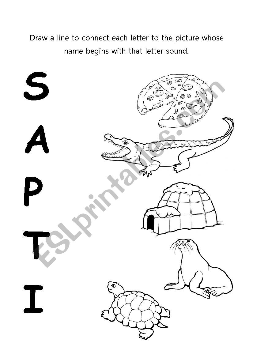 Letter Matching And Coloring Page A S T P I ESL Worksheet By Jennings Teacher Letter Matching And Coloring Page A S T P I ESL Worksheet By Jennings Teacher
