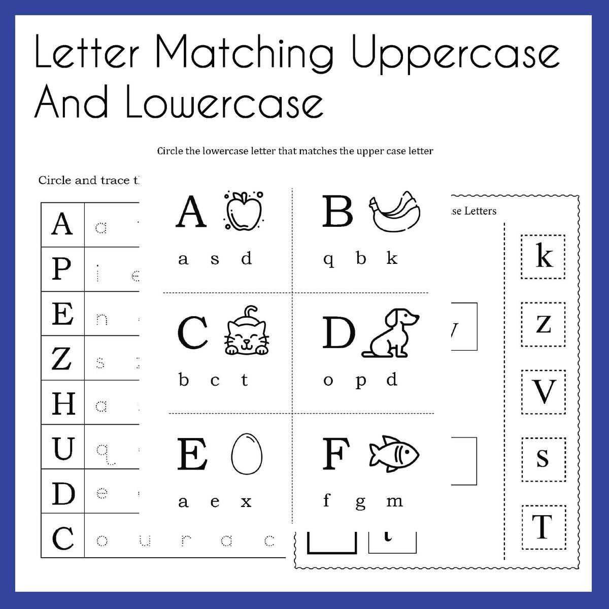 Letter Matching Uppercase And Lowercase Worksheets Printable PDF Download Grade Levels Prek K Homeschool Etsy