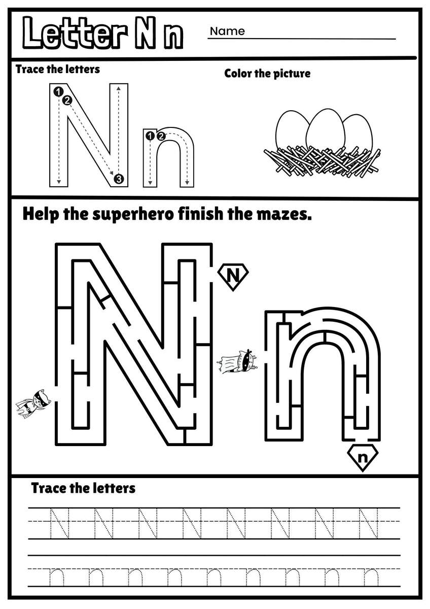 Letter N Alphabet Tracing And Coloring Free Printable PDF Ezpzphonics Letter N Alphabet Tracing And Coloring Free Printable PDF Ezpzphonics