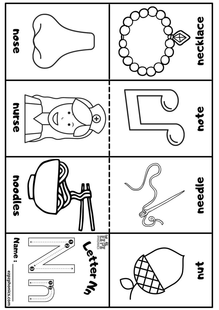 Letter N Mini Coloring Book Free Printable PDF Ezpzphonics Letter N Mini Coloring Book Free Printable PDF Ezpzphonics
