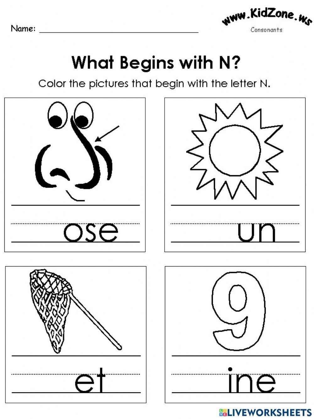 Letter N Sound Online Exercise For Worksheets Library
