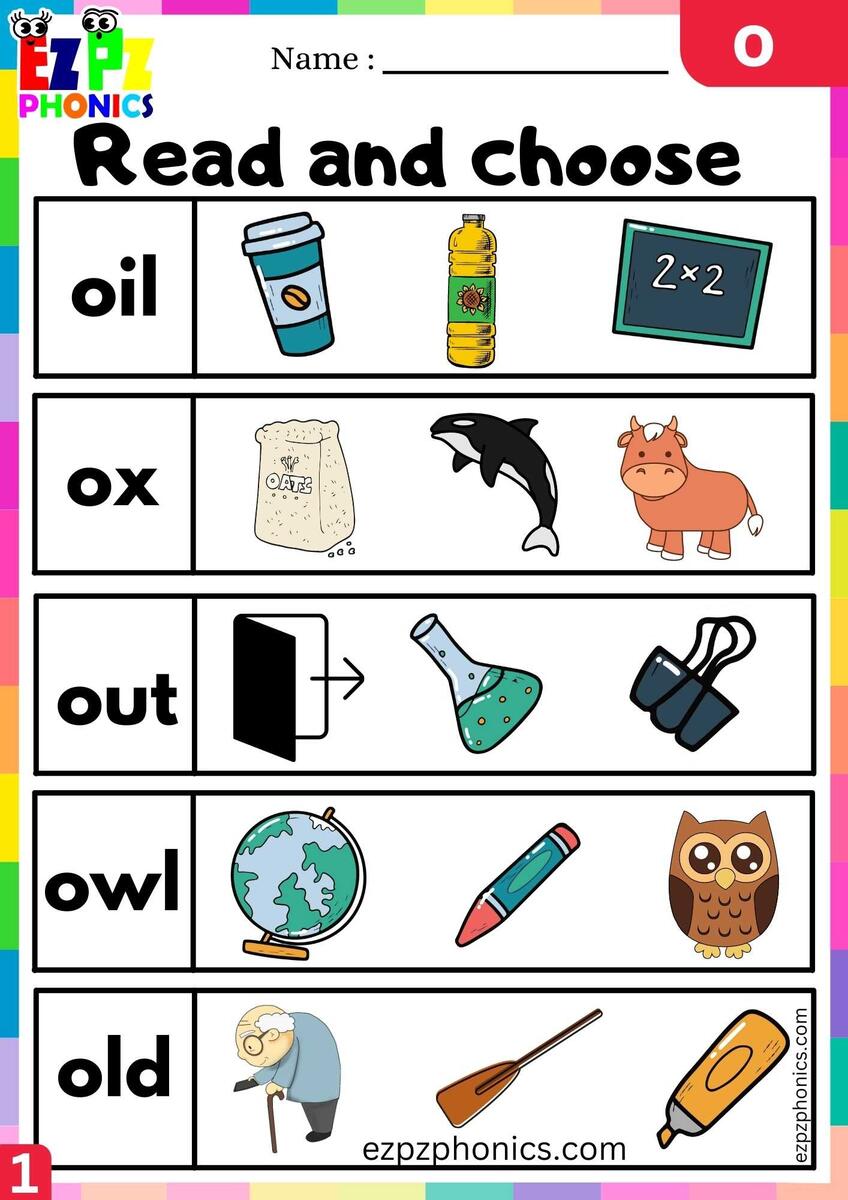 Letter O Read And Choose Beginning Sounds Worksheet Ezpzphonics