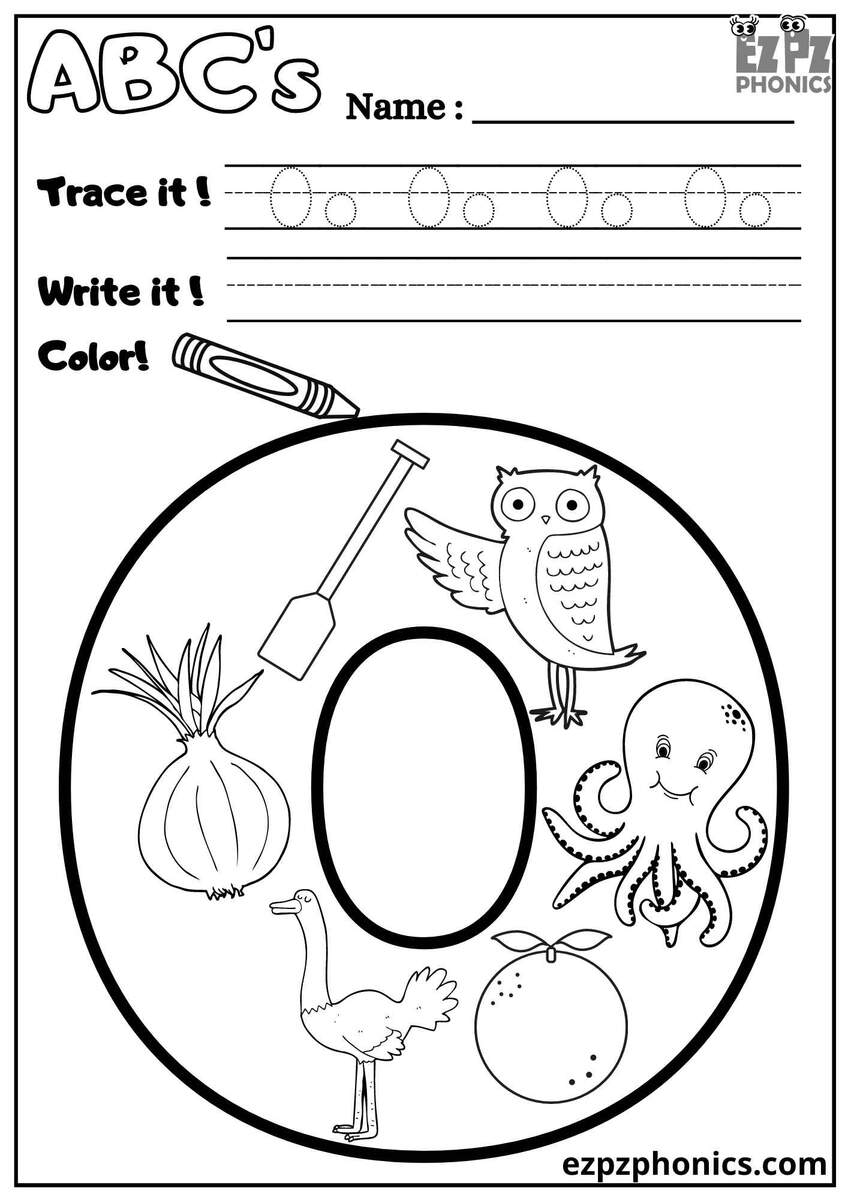 Letter O Trace Write And Color Ezpzphonics Letter O Trace Write And Color Ezpzphonics