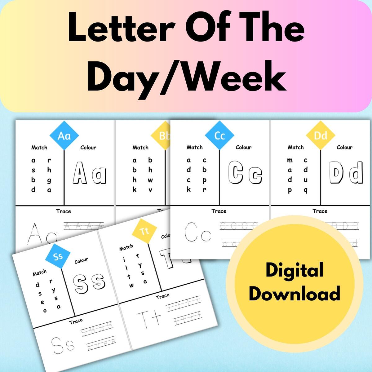 Letter Of The Day Activity Worksheet Letter Of The Week Activity Worksheet Fun Learning Preschool Home School Printable Etsy