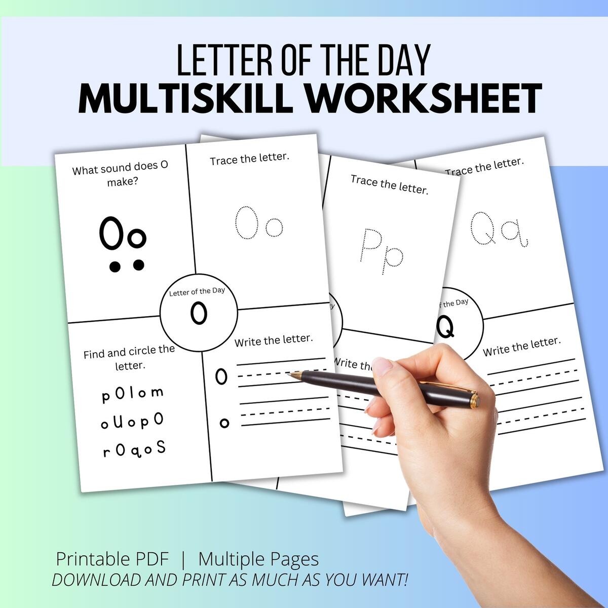Letter Of The Day Worksheets For Preschool Homeschool Alphabet Printable Kindergarten Letter Recognition Activity Pre K Alphabet Learning Etsy