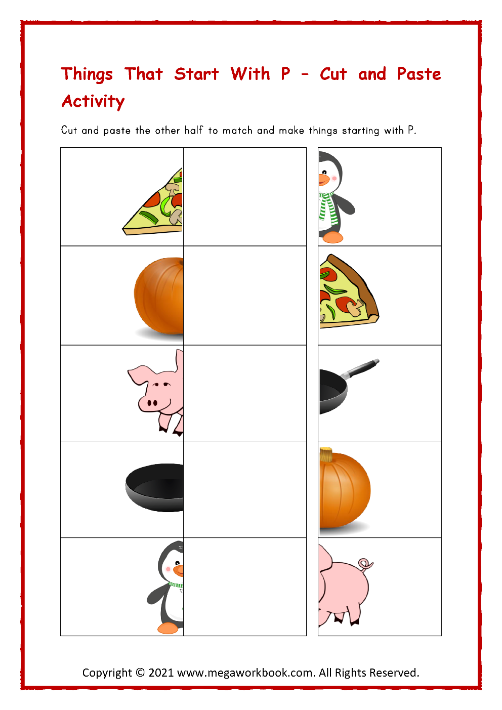 Letter P Activities Preschool Letter P Worksheets Letter P Crafts Letter P Printables MegaWorkbook Letter P Cut And Paste The Images And Write The Words Group 3 Ezpzphonics