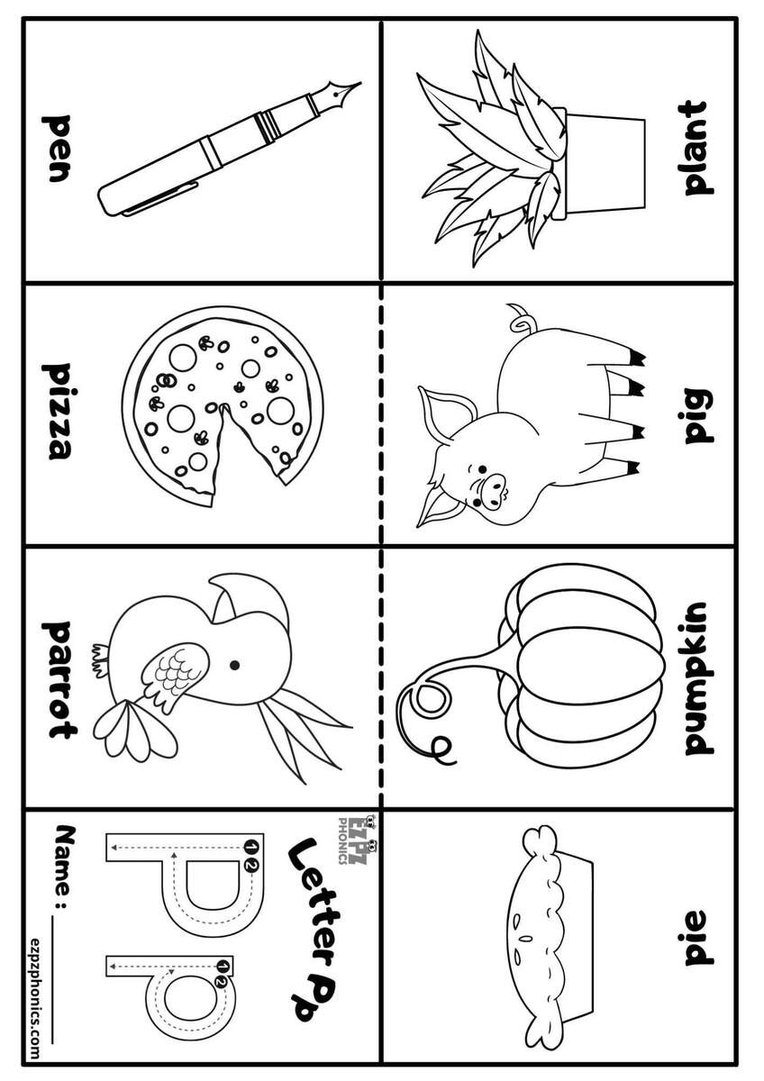 Letter P Mini Coloring Book Free Printable PDF Ezpzphonics Letter P Mini Coloring Book Free Printable PDF Ezpzphonics