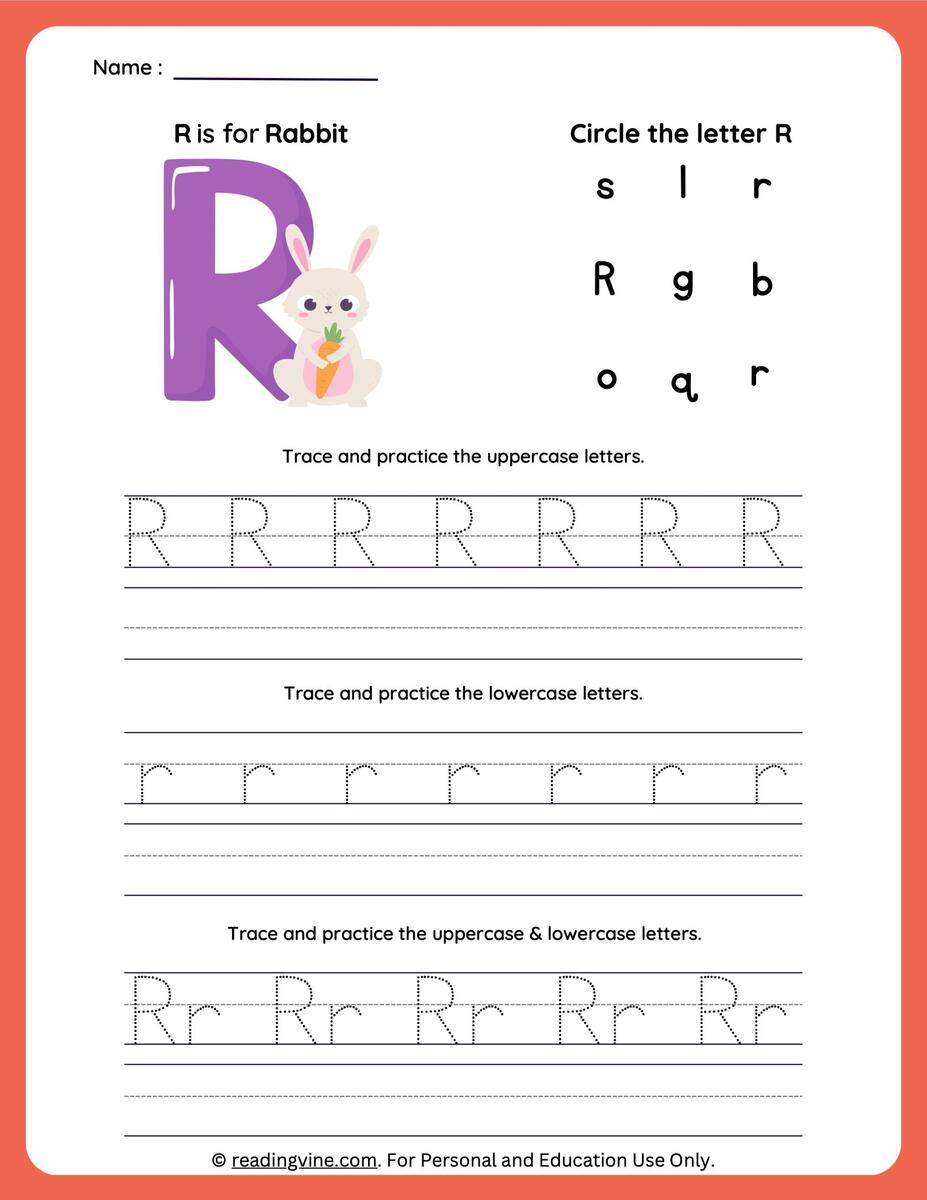 Letter R Tracing Worksheets For Preschool Printable Letter R Alphabet Tracing Worksheet Stock Vector Royalty Free 2364977137 Shutterstock