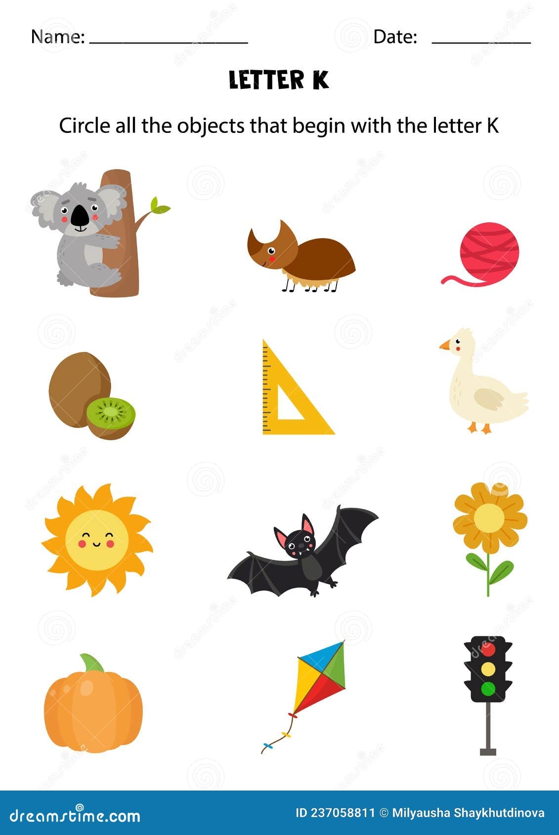 Letter Recognition For Kids Circle All Objects That Start With K Stock Vector Illustration Of Yarn Vector 237058811 Letter Recognition For Kids Circle All Objects That Start With K Stock Vector Illustration Of Yarn Vector 237058811