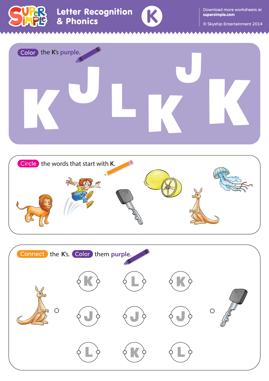 Letter Recognition Phonics Worksheet K Uppercase Super Simple Letter K Preschool Printables Preschool Mom