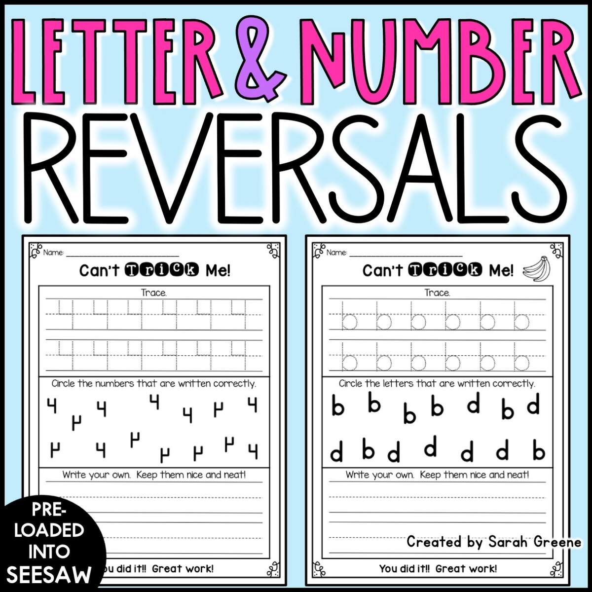 Letter Reversals Number Reversals No Prep Worksheets Made By Teachers