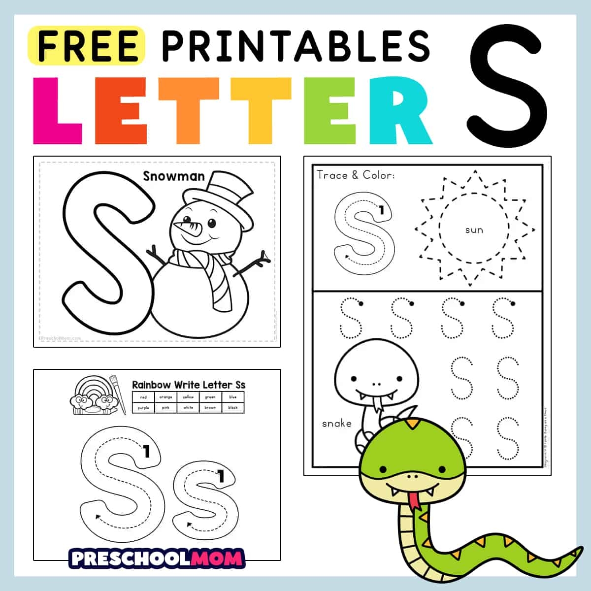 Letter S Coloring Worksheet Free Printable Digital PDF